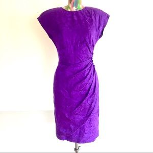 🔮VINTAGE 80s Purple Jacquard Sheath Dress